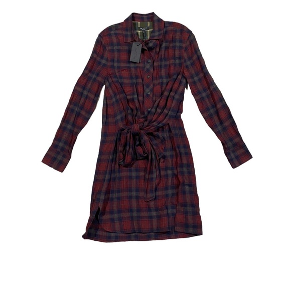 NWT Rag & Bone Felicity Dress Wool Plaid Wrap - Picture 4 of 8